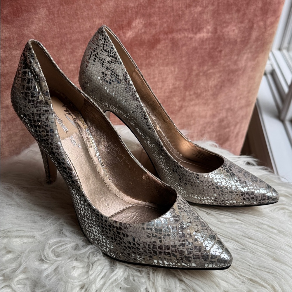 BCBGeneration Silver Textured Stiletto Heels